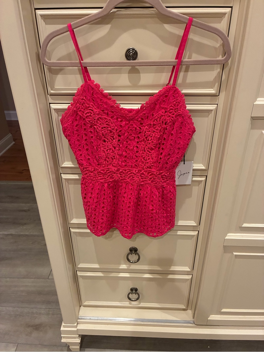 Anna Hot Pink Crochet Peplum Camisole